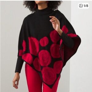 NWT Chico’s triangle rose sweater poncho shawl L/XL